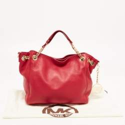 Pre Owned MICHAEL Michael Kors Red Leather Chain Tote