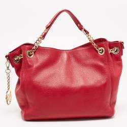 Pre Owned MICHAEL Michael Kors Red Leather Chain Tote
