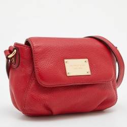 Pre Owned MICHAEL Michael Kors Red Leather Flap Crossbody Bag