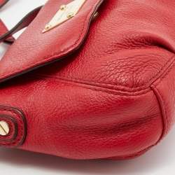 Pre Owned MICHAEL Michael Kors Red Leather Flap Crossbody Bag