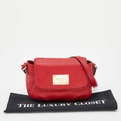 Pre Owned MICHAEL Michael Kors Red Leather Flap Crossbody Bag
