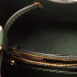 Pre Owned MICHAEL Michael Kors Green/Brown Signature Coated Canvas and Leather Mercer Drawstring Bucket Bag 