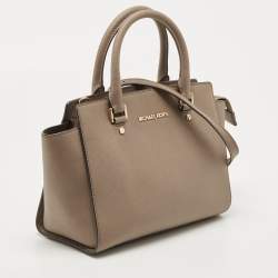 Pre Owned MICHAEL Michael Kors Beige Saffiano Leather Medium Selma Tote