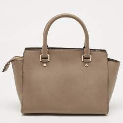 Pre Owned MICHAEL Michael Kors Beige Saffiano Leather Medium Selma Tote