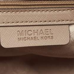 Pre Owned MICHAEL Michael Kors Beige Saffiano Leather Medium Selma Tote