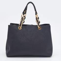 Pre Owned MICHAEL Michael Kors Saffiano Black Leather Medium Cynthia Tote