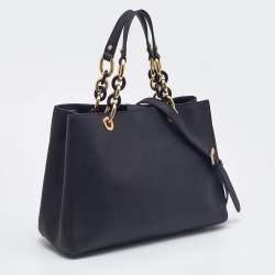 Pre Owned MICHAEL Michael Kors Saffiano Black Leather Medium Cynthia Tote