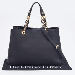 Pre Owned MICHAEL Michael Kors Saffiano Black Leather Medium Cynthia Tote