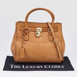 مملوكة مسبقًا MICHAEL Michael Kors Beige Python Embossed Leather Hamilton North South Tote