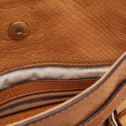 مملوكة مسبقًا MICHAEL Michael Kors Beige Python Embossed Leather Hamilton North South Tote