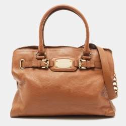 Pre Owned MICHAEL Michael Kors Brown Leather East West Hamilton Tote