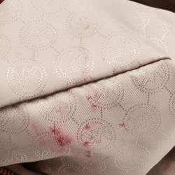 Pre Owned MICHAEL Michael Kors Off White Signature Coated Canvas Cynthia Tote