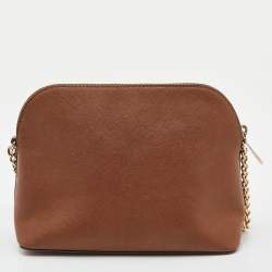 مملوكة مسبقًا MICHAEL Michael Kors Brown Leather Jet Set Travel Dome Crossbody Bag
