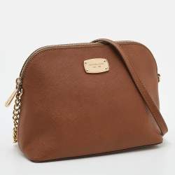 مملوكة مسبقًا MICHAEL Michael Kors Brown Leather Jet Set Travel Dome Crossbody Bag