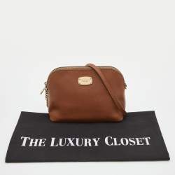 مملوكة مسبقًا MICHAEL Michael Kors Brown Leather Jet Set Travel Dome Crossbody Bag