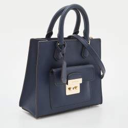 Pre Owned MICHAEL Michael Kors Blue Leather Mini Bridgette Tote