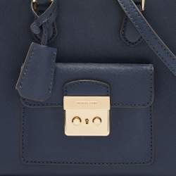 Pre Owned MICHAEL Michael Kors Blue Leather Mini Bridgette Tote