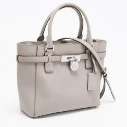 Pre Owned MICHAEL Michael Kors Grey Saffiano Leather Hamilton Traveler Tote