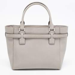 Pre Owned MICHAEL Michael Kors Grey Saffiano Leather Hamilton Traveler Tote