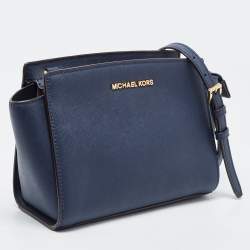 Pre Owned MICHAEL Michael Kors Blue Saffiano Leather Small Selma Crossbody Bag