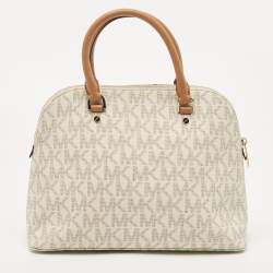 Pre Owned حقيبة مايكل مايكل كورس سيندي دوم كانفاس مقوى بيج بالشعار