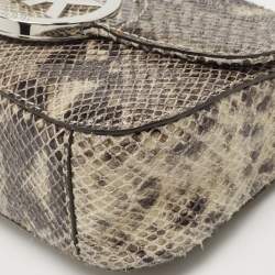 MICHAEL Michael Kors Black/Beige Python Embossed Leather Fulton Flap Crossbody Bag
