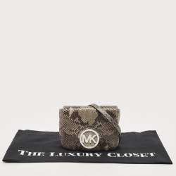 MICHAEL Michael Kors Black/Beige Python Embossed Leather Fulton Flap Crossbody Bag