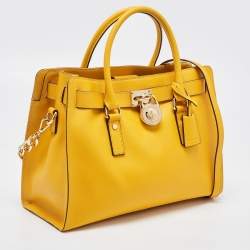 مملوكة مسبقًا MICHAEL Michael Kors Yellow Saffiano Leather Hamilton North South Tote
