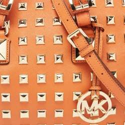 Pre Owned MICHAEL Michael Kors Orange Studded Leather Grayson Boston Bag