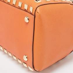 Pre Owned MICHAEL Michael Kors Orange Studded Leather Grayson Boston Bag