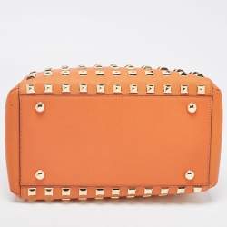 Pre Owned MICHAEL Michael Kors Orange Studded Leather Grayson Boston Bag