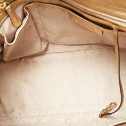 Pre Owned MICHAEL Michael Kors Gold Leather Large Selma Satchel