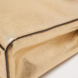 Pre Owned MICHAEL Michael Kors Gold Leather Large Selma Satchel