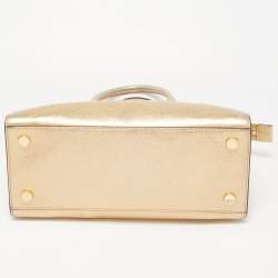 Pre Owned MICHAEL Michael Kors Gold Leather Large Selma Satchel