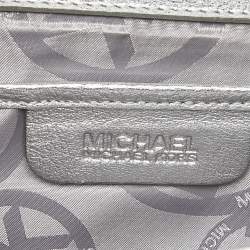 Pre Owned MICHAEL Michael Kors Silver Leather Buckle Detail Clutch