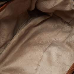 Pre Owned MICHAEL Michael Kors Blue/Tan Whipped Stitched Denim and Leather Hamilton Tote