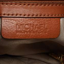 Pre Owned MICHAEL Michael Kors Blue/Tan Whipped Stitched Denim and Leather Hamilton Tote