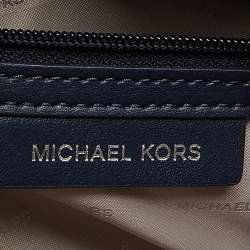 Pre Owned Michael Kors Blue Leather and Snakeskin Embossed Mercer Studio Tote