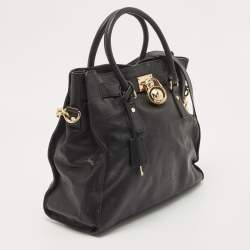 مملوكة مسبقًا MICHAEL Michael Kors Black Leather Hamilton Tote 