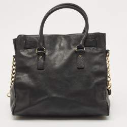 مملوكة مسبقًا MICHAEL Michael Kors Black Leather Hamilton Tote 