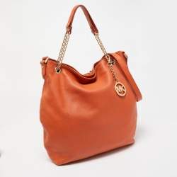 Pre Owned MICHAEL Michael Kors Orange Leather Chain Shoulder Bag