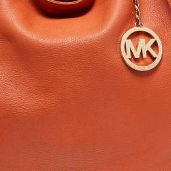 Pre Owned MICHAEL Michael Kors Orange Leather Chain Shoulder Bag
