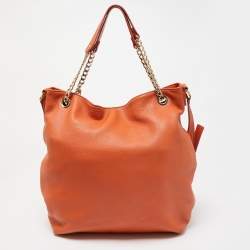 Pre Owned MICHAEL Michael Kors Orange Leather Chain Shoulder Bag