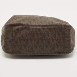 مملوكة مسبقًا MICHAEL Michael Kors Brown Signature Coated Canvas and Leather Lilly Tote