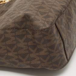 مملوكة مسبقًا MICHAEL Michael Kors Brown Signature Coated Canvas and Leather Lilly Tote