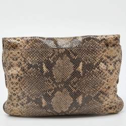 MICHAEL Michael Kors Beige Python Effect Leather Oversized Sloan Chain Clutch