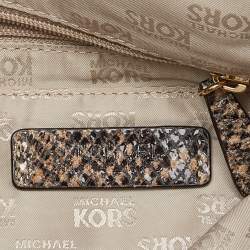 MICHAEL Michael Kors Beige Python Effect Leather Oversized Sloan Chain Clutch
