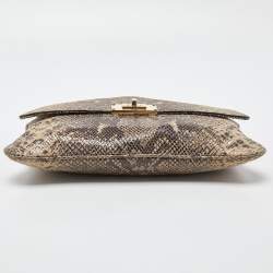 MICHAEL Michael Kors Beige Python Effect Leather Oversized Sloan Chain Clutch