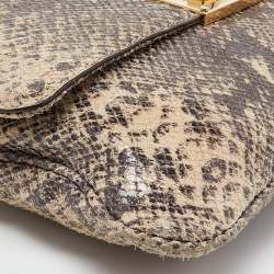 MICHAEL Michael Kors Beige Python Effect Leather Oversized Sloan Chain Clutch