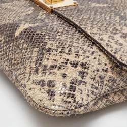 MICHAEL Michael Kors Beige Python Effect Leather Oversized Sloan Chain Clutch